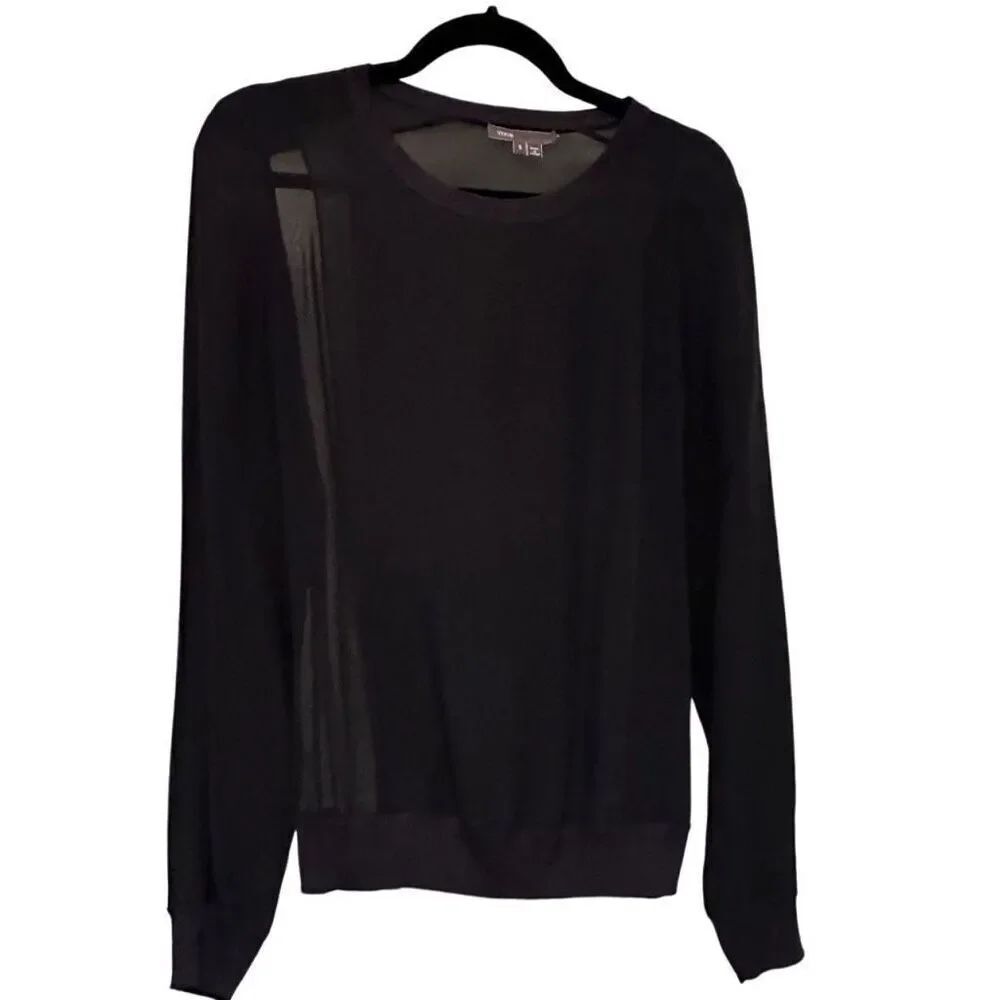 Vince. Navy sheer sleeves blouse- size s